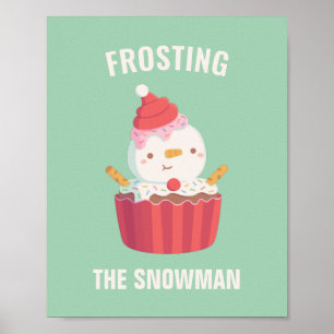 Het Snowman Cupcake-kerstdecor forceren Poster
