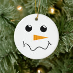 Het Snowman Face bevroeden Keramisch Ornament<br><div class="desc">Het Ornament van het Snowman Face forceren</div>