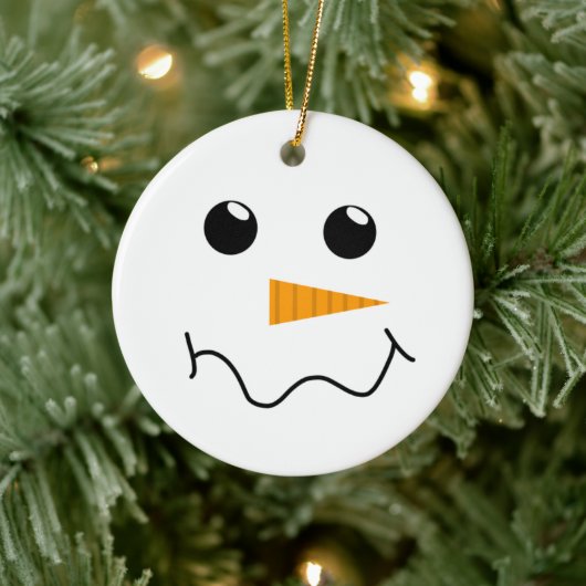 Het Snowman Face bevroeden Keramisch Ornament (Boom)