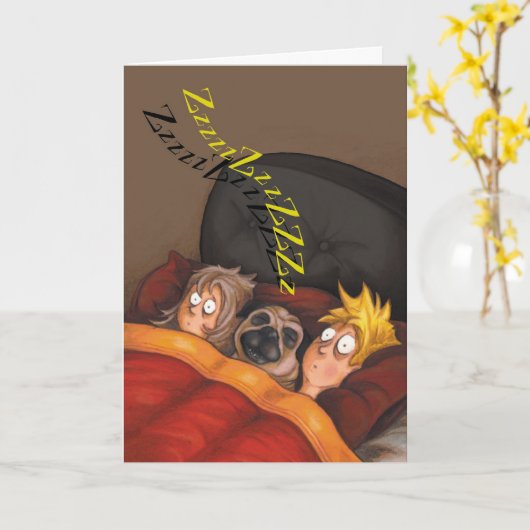Het snurken Pug - de Grappige Kaart van de (Gele Bloem)