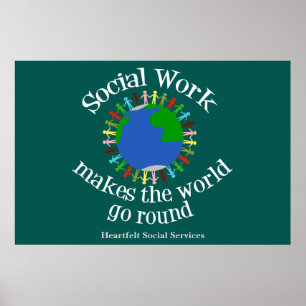 Het sociale werk maakt de wereld rond Aangepast Poster
