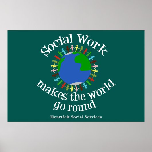 Het sociale werk maakt de wereld rond Aangepast Poster (Voorkant)