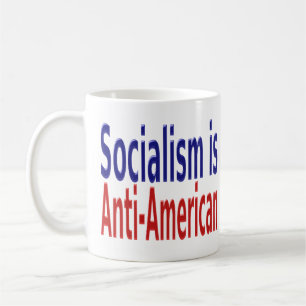 Het socialisme is anti-Amerikaans met rode blauwe  Koffiemok
