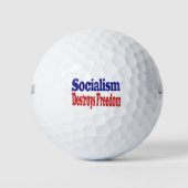 Het socialisme vernietigt vrijheid met rode blauwe golfballen (Voorkant)