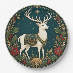 Het soevereine hert van de winter papieren bordje
