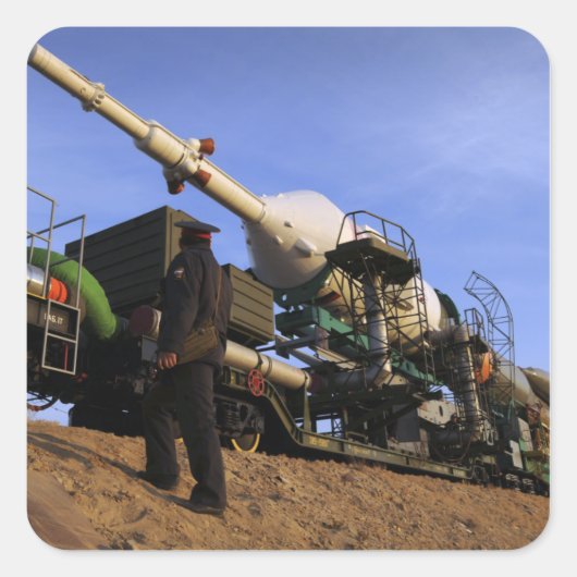 Het Sojoez TMA-13 ruimtevaartuig 3 Vierkante Sticker (Voorkant)