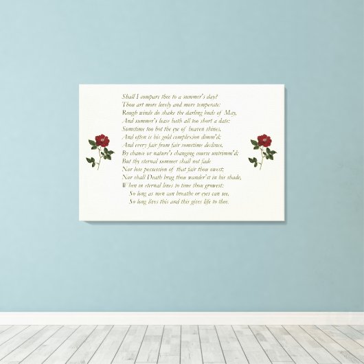 Het Sonnet van Shakespeare # 18 Canvas Afdruk (Insitu (Houten vloer))