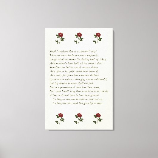 Het Sonnet van Shakespeare # 18 Canvas Afdruk (Voorkant)