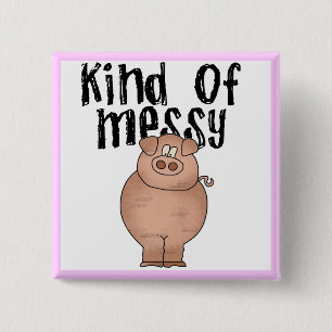 Het Soort van het varken Slordige T-shirts en Gift Vierkante Button 5,1 Cm