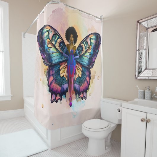 Het Soulful Butterfly-effect (Afbeelding) Douchegordijn (In situ)