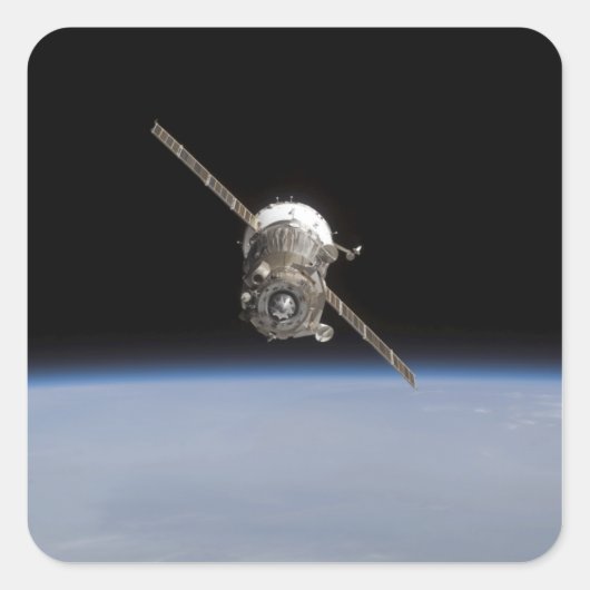 Het Soyuz TMA-11-ruimtevaartuig boven het aardoppe Vierkante Sticker (Voorkant)