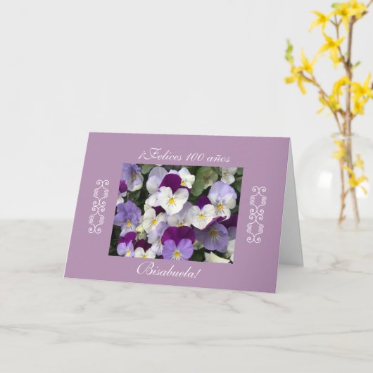 Het Spaans: 100 anos/Verjaardag Cumpleanos Kaart (Gele Bloem)