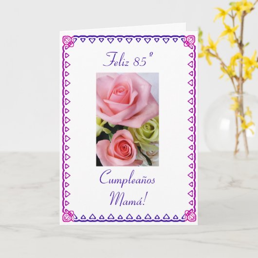 Het Spaans: 85 anos/verjaardagsrozen Kaart (Gele Bloem)