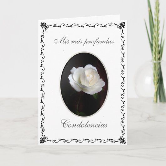 Het Spaans: Condolencias: rosa blanca Kaart (Voorkant)