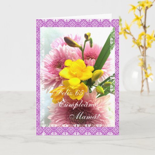 Het Spaans: Cumpleanos DE mamá Kaart (Gele Bloem)