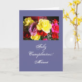 Het Spaans: Cumpleanos/Mamá/de verjaardagsbl van Kaart (Gele Bloem)