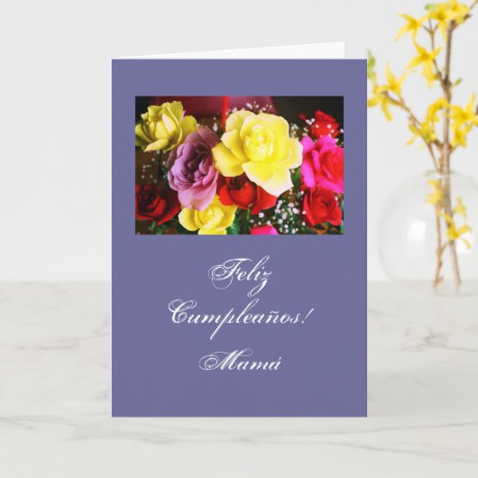 Het Spaans: Cumpleanos/Mamá/de verjaardagsbl van Kaart (Gele Bloem)