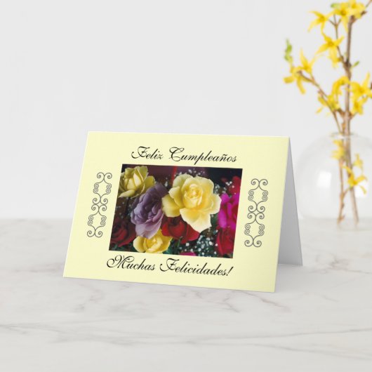 Het Spaans: Cumpleaños/Verjaardag Kaart (Gele Bloem)