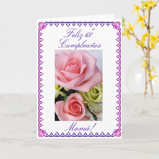 Het Spaans: De 60ste Verjaardag van het mamma Kaart (Gele Bloem)