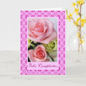 Het Spaans: Feliz Cumpleanos Kaart (Gele Bloem)