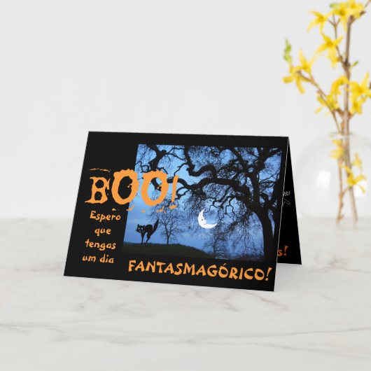 Het Spaans: Halloween/Dia DE las Brujas Kaart (Gele Bloem)