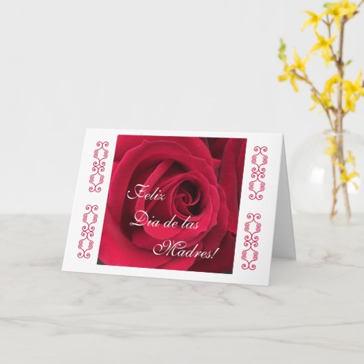 Het Spaans: Rood van het moederdag nam toe Kaart (Gele Bloem)