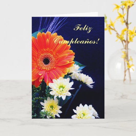 Het Spaans: Verjaardag/cumpleanos Feliz! Kaart (Gele Bloem)