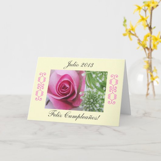 Het Spaans: Verjaardag/Cumpleaños Kaart (Gele Bloem)