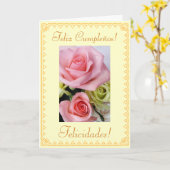 Het Spaans: Verjaardag Feliz Cumpleanos Kaart (Gele Bloem)