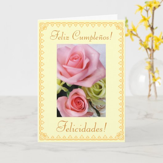 Het Spaans: Verjaardag Feliz Cumpleanos Kaart (Gele Bloem)