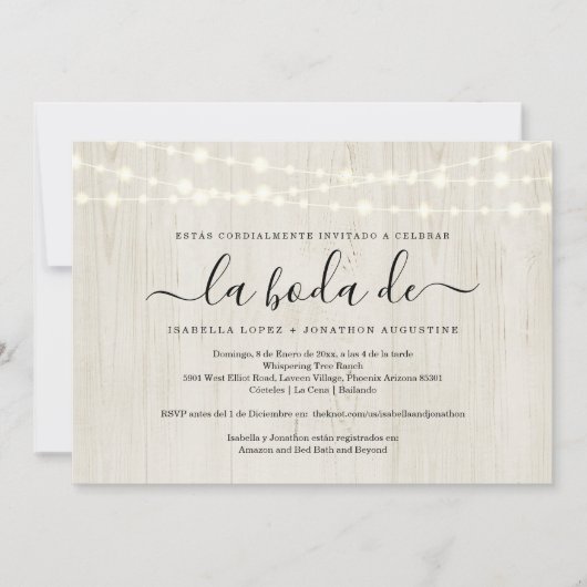 Het Spaanse huwelijk nodigt iedereen uit in één W- Kaart (Voorkant)