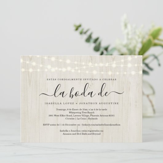 Het Spaanse huwelijk nodigt iedereen uit in één W- Kaart (Staand voorkant)