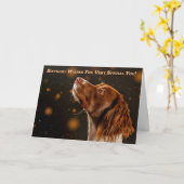 Het Spaniel van de bruine en Aanzetsteen van de Kaart (Gele Bloem)