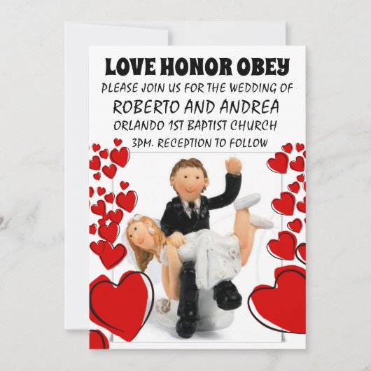 HET SPANNEN COUPLE FUNNY WEDDING CUSTOM INVITATION KAART (Voorkant)
