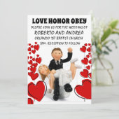 HET SPANNEN COUPLE FUNNY WEDDING CUSTOM INVITATION KAART (Staand voorkant)