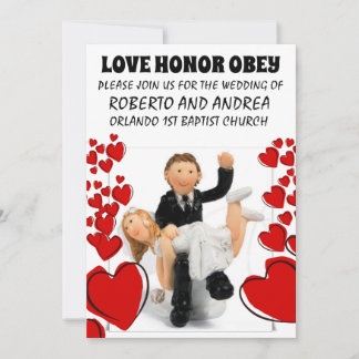 HET SPANNEN COUPLE FUNNY WEDDING CUSTOM INVITATION KAART