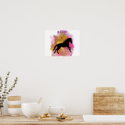 HET SPARKLEREN HORSE POSTER MET GEPERSONALISEERDE  (Keuken)
