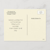 Het speelse Kat van Kerstmis met een Rode Boog Feestdagenkaart (Achterkant)