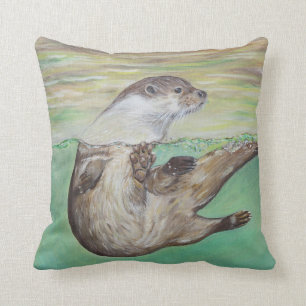 Het speelse Schilderen van de Otter van de Rivier Kussen