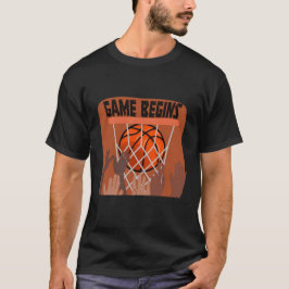 Het spel begint met basketbal T-shirt