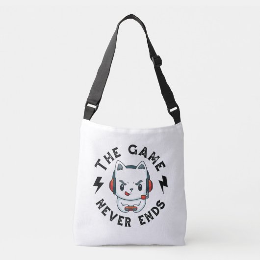 Het spel eindigt nooit crossbody tas (Voorkant)