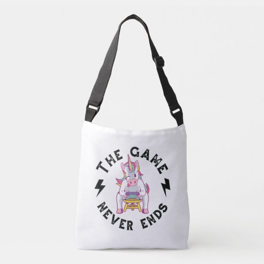 Het spel eindigt nooit crossbody tas (Voorkant)