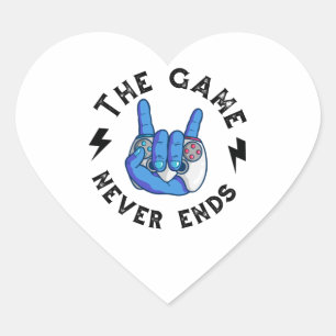 Het spel eindigt nooit hart sticker