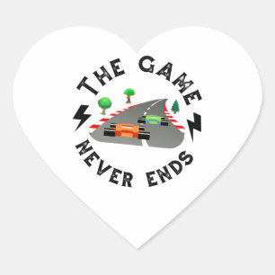Het spel eindigt nooit hart sticker