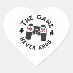 Het spel eindigt nooit hart sticker