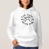 Het spel eindigt nooit hoodie (Voorkant)