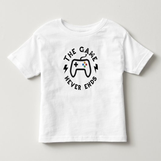 Het spel eindigt nooit kinder shirts (Voorkant)