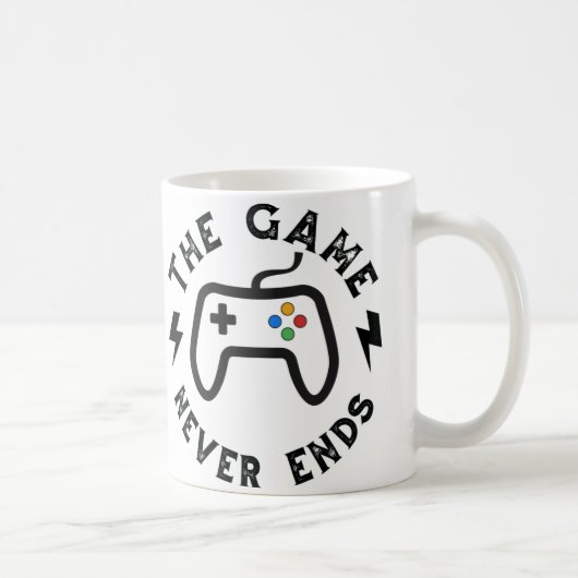 Het spel eindigt nooit koffiemok (Rechts)
