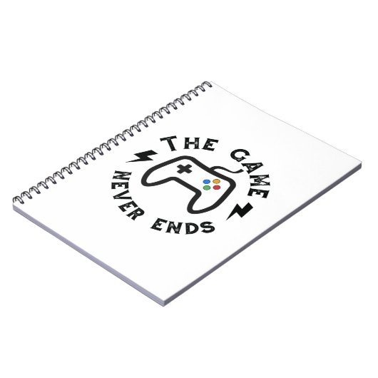 Het spel eindigt nooit notitieboek (Linkerzijde)