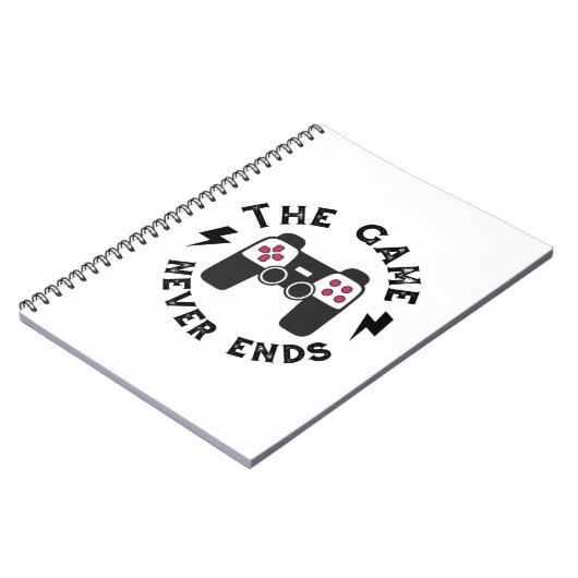 Het spel eindigt nooit notitieboek (Linkerzijde)